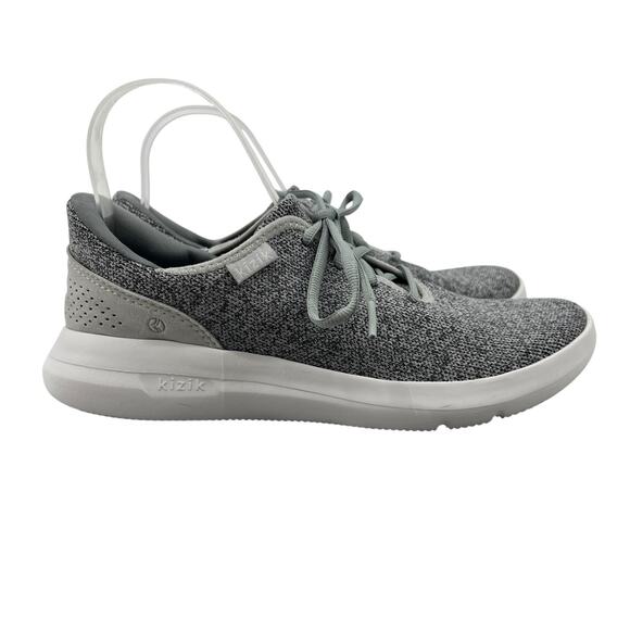 Kizik Womens 8.5 Shoes Grey Madrid Eco Knit Sneakers Lace Up Low Top Comfort - Picture 1 of 13